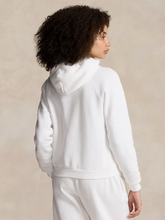 RALPH LAUREN WOMEN Shrunken Fit Fleece Hoodie White - MAISONDEFASHION.COM