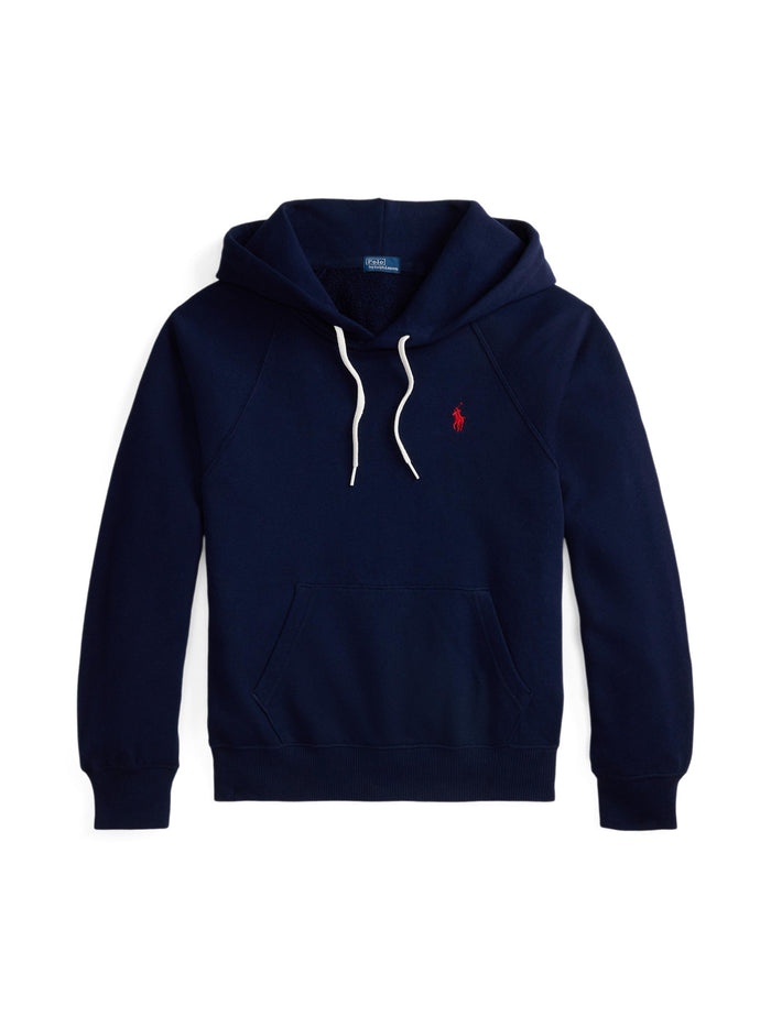 RALPH LAUREN WOMEN Shrunken Fit Lightweight Fleece Hoodie Cruise Navy