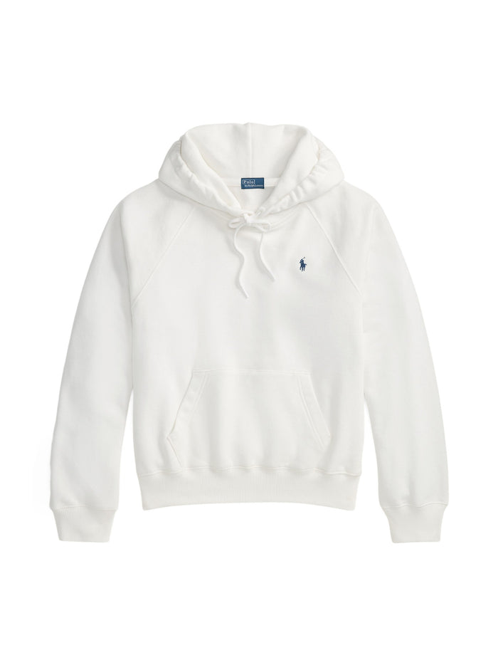 RALPH LAUREN WOMEN Shrunken Fit Lightweight Fleece Hoodie White