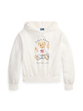 RALPH LAUREN WOMEN Shrunken Fit Polo Bear Terry Hoodie White