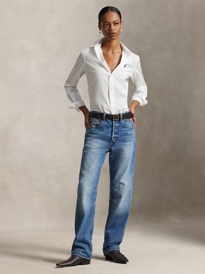 RALPH LAUREN WOMEN Slim Fit Cotton Shirt White - MAISONDEFASHION.COM