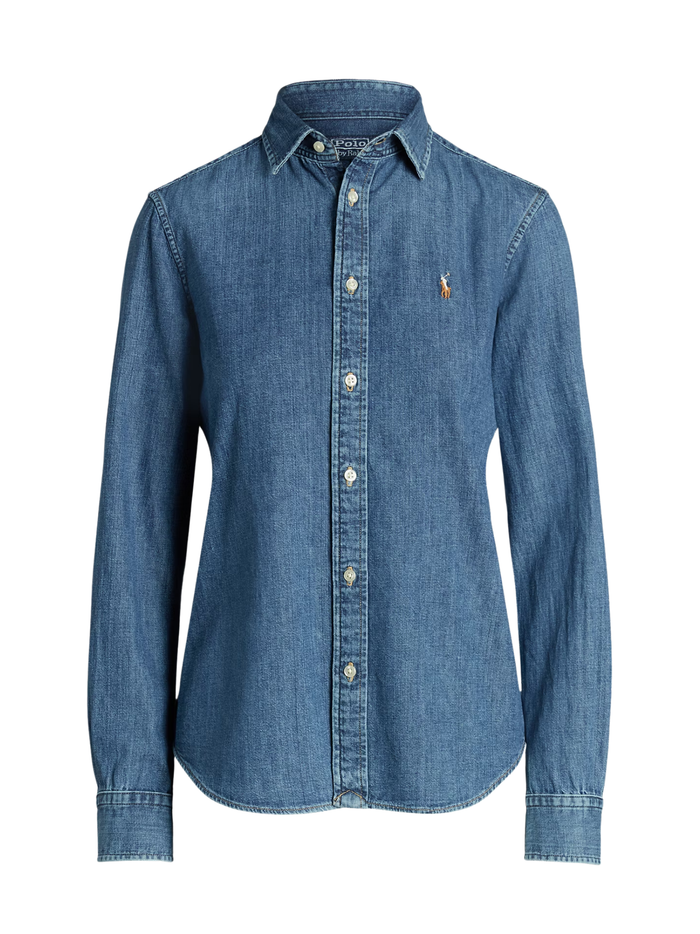 RALPH LAUREN WOMEN Slim Fit Denim Shirt Merced Wash - MAISONDEFASHION.COM