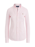 RALPH LAUREN WOMEN Slim Fit Knit Cotton Oxford Shirt Pink - MAISONDEFASHION.COM