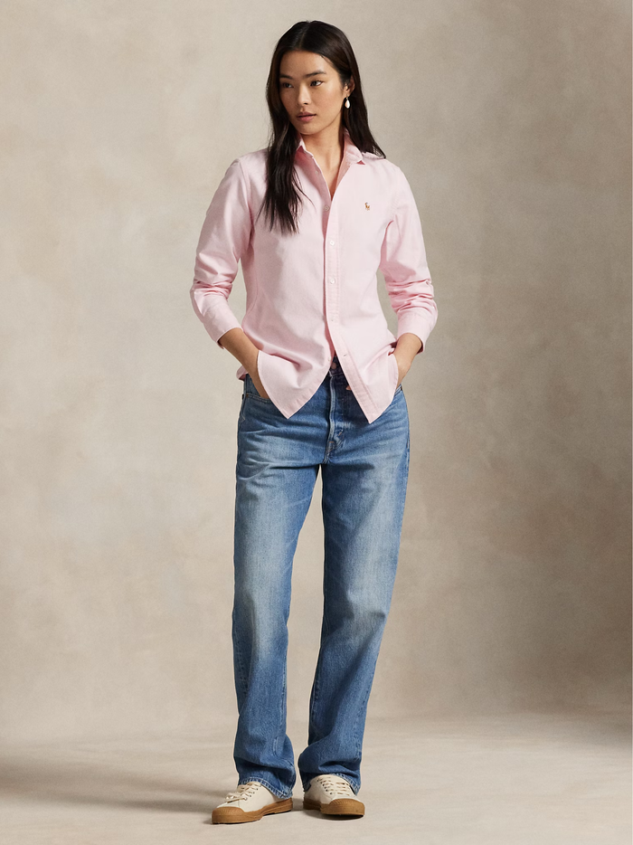 RALPH LAUREN WOMEN Slim Fit Oxford Shirt Bath Pink - MAISONDEFASHION.COM