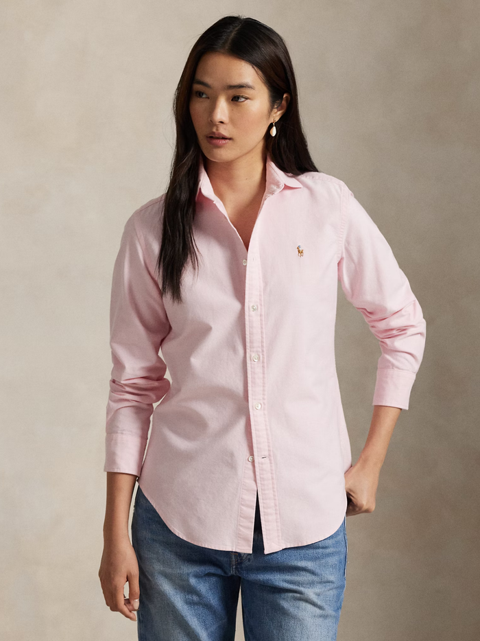 RALPH LAUREN WOMEN Slim Fit Oxford Shirt Bath Pink - MAISONDEFASHION.COM