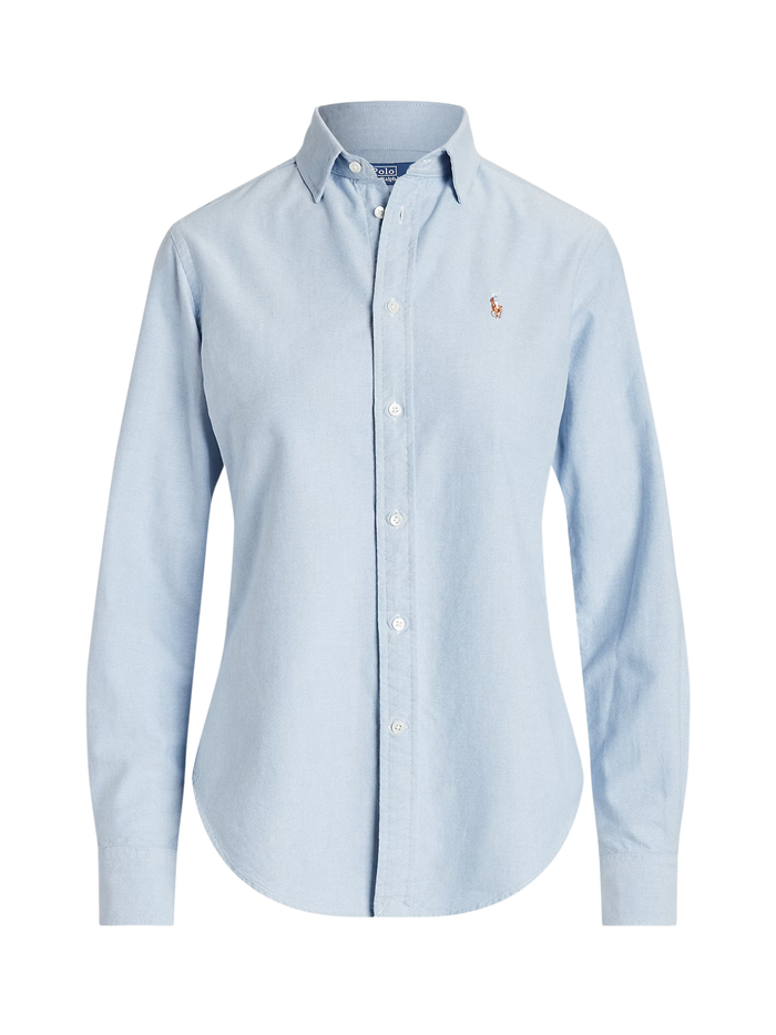 RALPH LAUREN WOMEN Slim Fit Oxford Shirt Blue - MAISONDEFASHION.COM