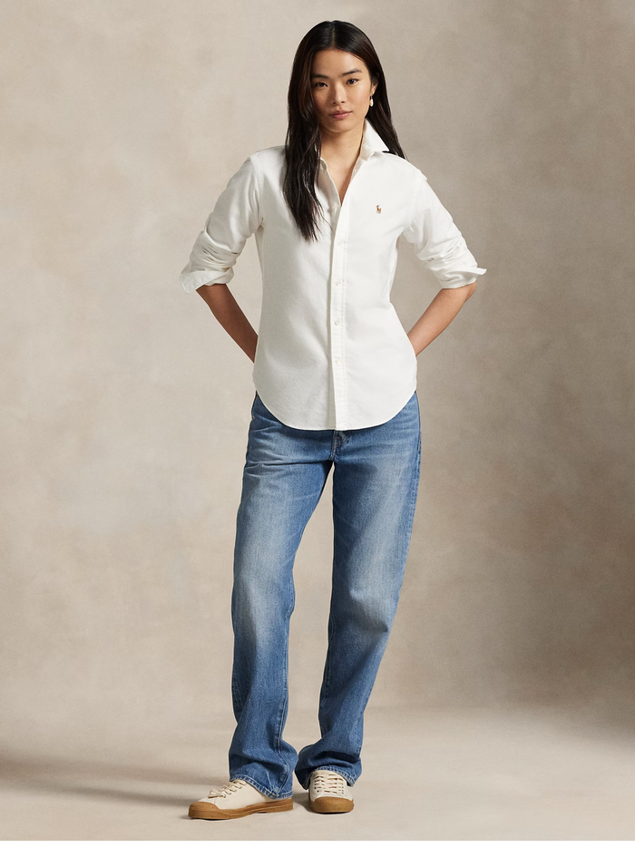 RALPH LAUREN WOMEN Slim Fit Oxford Shirt White - MAISONDEFASHION.COM