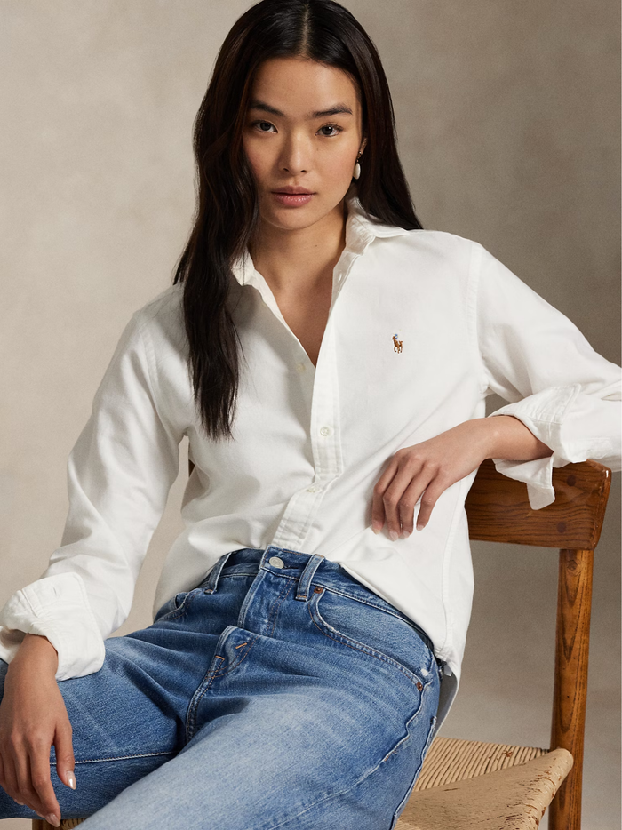 RALPH LAUREN WOMEN Slim Fit Oxford Shirt White - MAISONDEFASHION.COM
