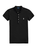RALPH LAUREN WOMEN Slim fit Stretch Polo Shirt Black - MAISONDEFASHION.COM