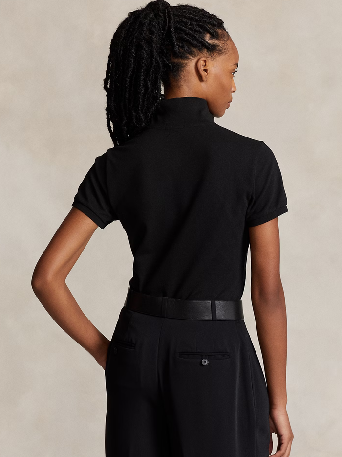 RALPH LAUREN WOMEN Slim fit Stretch Polo Shirt Black - MAISONDEFASHION.COM