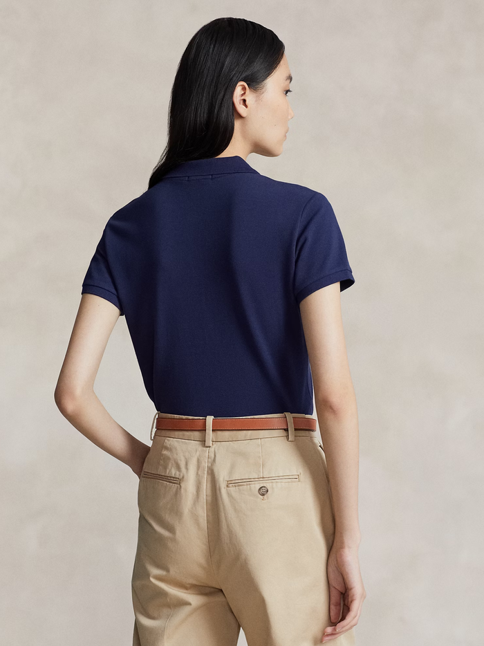 RALPH LAUREN WOMEN Slim Fit Stretch Polo Shirt Newport Navy - MAISONDEFASHION.COM