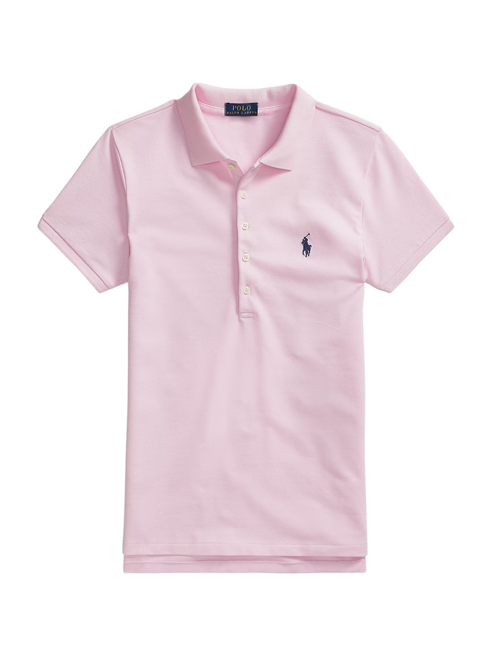 RALPH LAUREN WOMEN Slim Fit Stretch Polo Shirt Sunkissed Pink - MAISONDEFASHION.COM