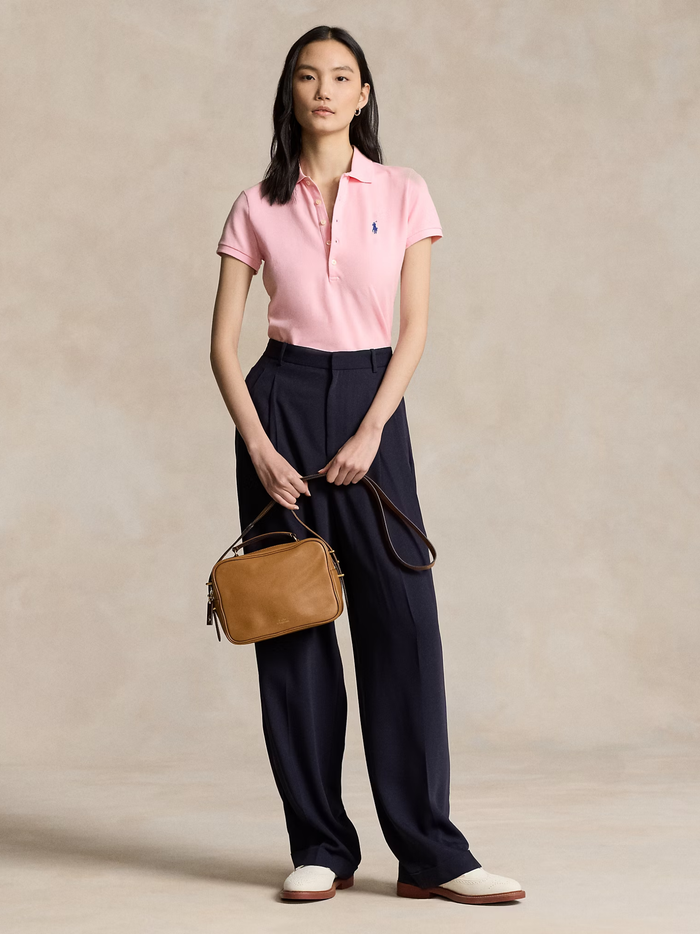 RALPH LAUREN WOMEN Slim Fit Stretch Polo Shirt Sunkissed Pink - MAISONDEFASHION.COM