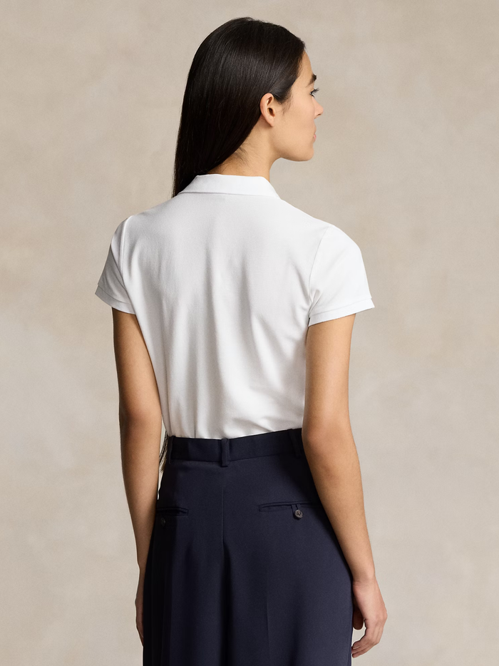 RALPH LAUREN WOMEN Slim Fit Stretch Polo Shirt White - MAISONDEFASHION.COM