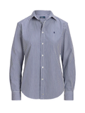 RALPH LAUREN WOMEN Slim Fit Striped Cotton Shirt White/Autumn Royal - MAISONDEFASHION.COM