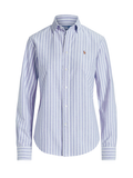 RALPH LAUREN WOMEN Slim Fit Striped Oxford Shirt Harbour Island Blue - MAISONDEFASHION.COM