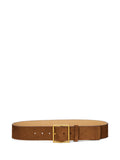 RALPH LAUREN WOMEN Square-Buckle Wide Suede Belt Cinnamon