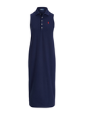 RALPH LAUREN WOMEN Stretch-Cotton Sleeveless Polo Dress Newport Navy