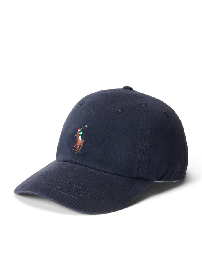 RALPH LAUREN WOMEN Stretch-Cotton Twill Pony Ball Cap Nautical Ink