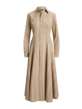 RALPH LAUREN WOMEN Striped Cotton Panelled Shirtdress Tan