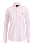RALPH LAUREN WOMEN Striped Knit Oxford Shirt Pink/White - MAISONDEFASHION.COM