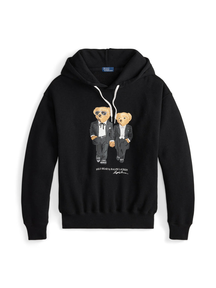 RALPH LAUREN WOMEN The Ralph & Ricky Tuxedo Bear Hoodie Polo Black