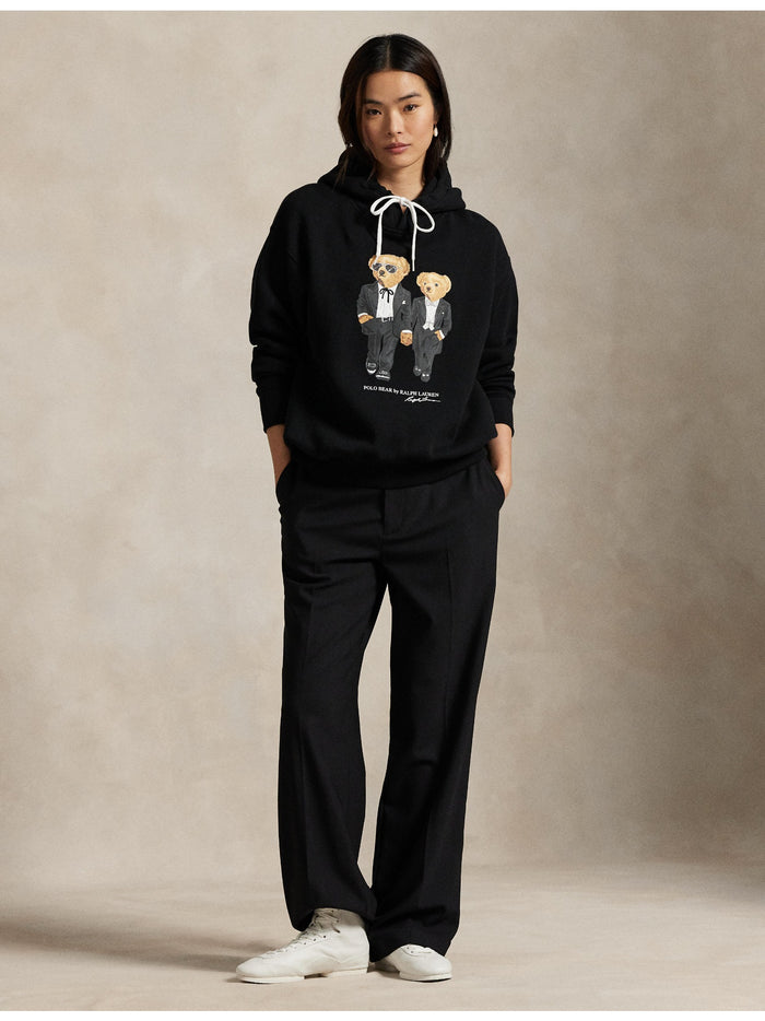 RALPH LAUREN WOMEN The Ralph & Ricky Tuxedo Bear Hoodie Polo Black
