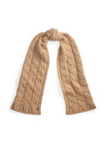 RALPH LAUREN WOMEN Wide-Cable-Knit Wool Scarf Camel