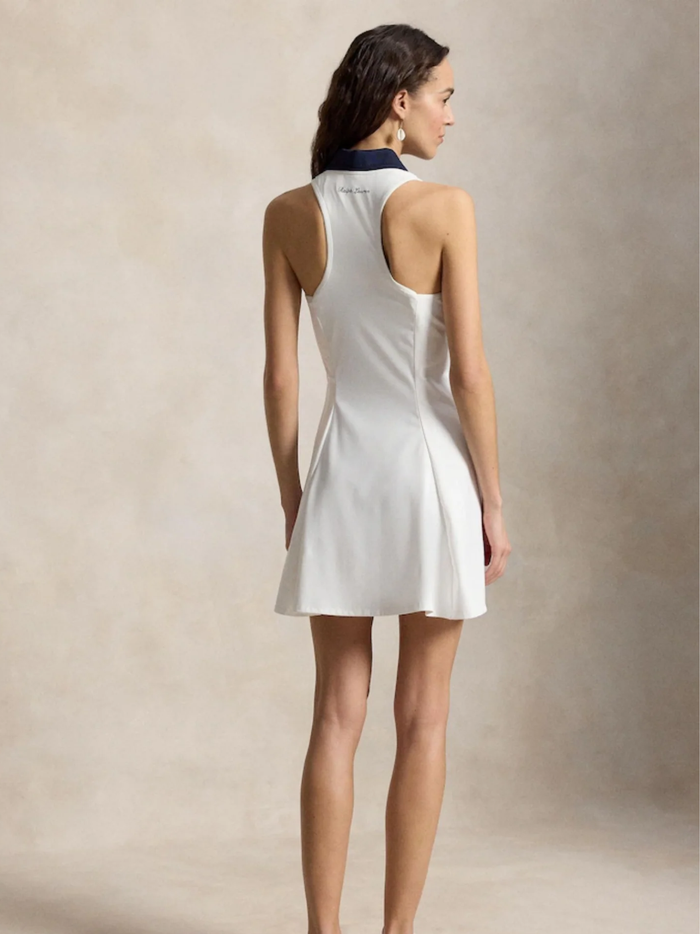 RALPH LAUREN WOMEN Wimbledon Performance Dress Ceramic White/Refined Navy - MAISONDEFASHION.COM