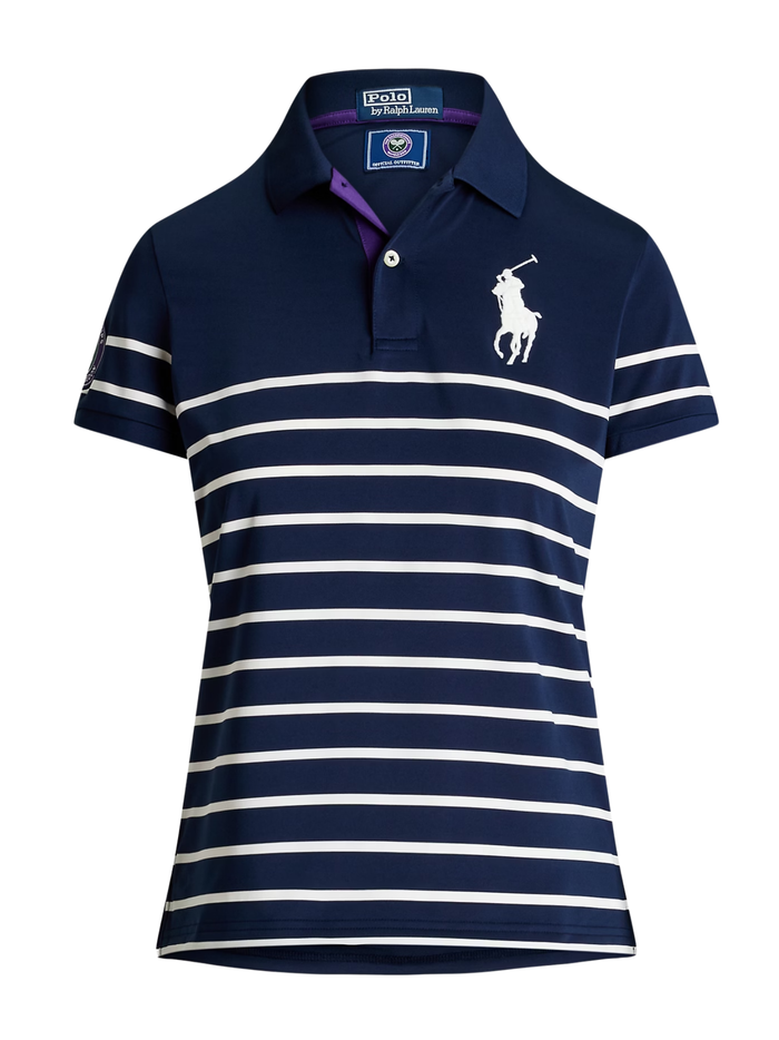 RALPH LAUREN WOMEN Wimbledon Tailored Fit Ballperson Polo Red Navy/ White
