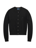 RALPH LAUREN WOMEN Wool Crewneck Cardigan Polo Black