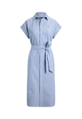 RALPH LAUREN WOMENS Belted Cotton Oxford Shirt Dress Blue - MAISONDEFASHION.COM