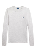 RALPH LAUREN WOMENS Classic Fit Jersey Long-Sleeve Tee Cobblestone Heather - MAISONDEFASHION.COM