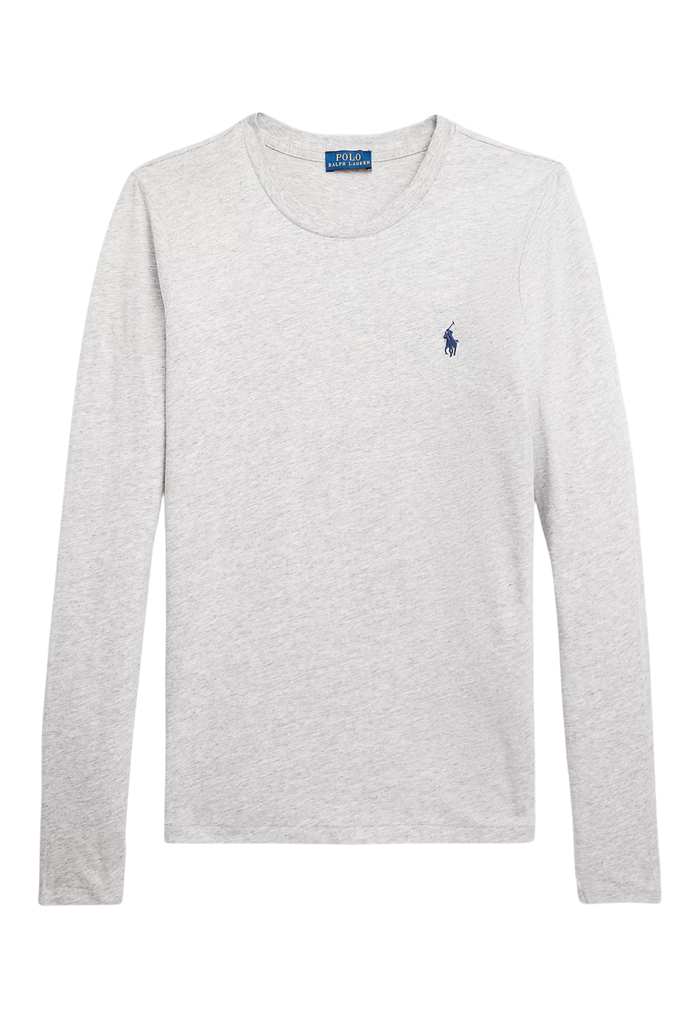 RALPH LAUREN WOMENS Classic Fit Jersey Long-Sleeve Tee Cobblestone Heather - MAISONDEFASHION.COM
