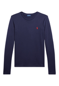 RALPH LAUREN WOMENS Classic Fit Jersey Long-Sleeve Tee Cruise Navy - MAISONDEFASHION.COM