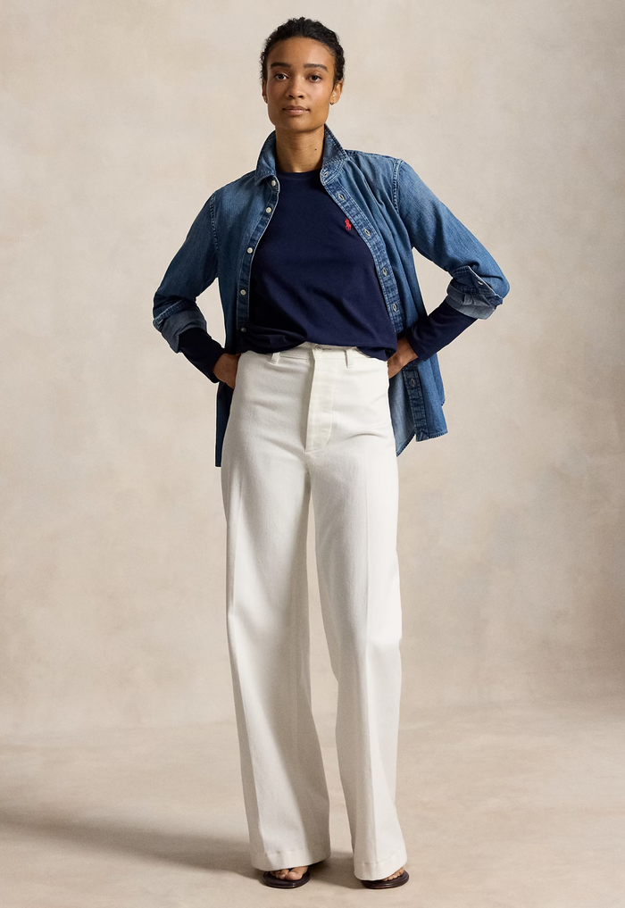 RALPH LAUREN WOMENS Classic Fit Jersey Long-Sleeve Tee Cruise Navy - MAISONDEFASHION.COM