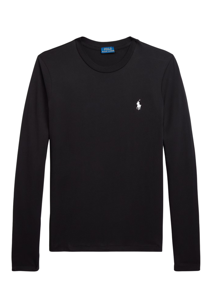 RALPH LAUREN WOMENS Classic Fit Jersey Long-Sleeve Tee Polo Black - MAISONDEFASHION.COM