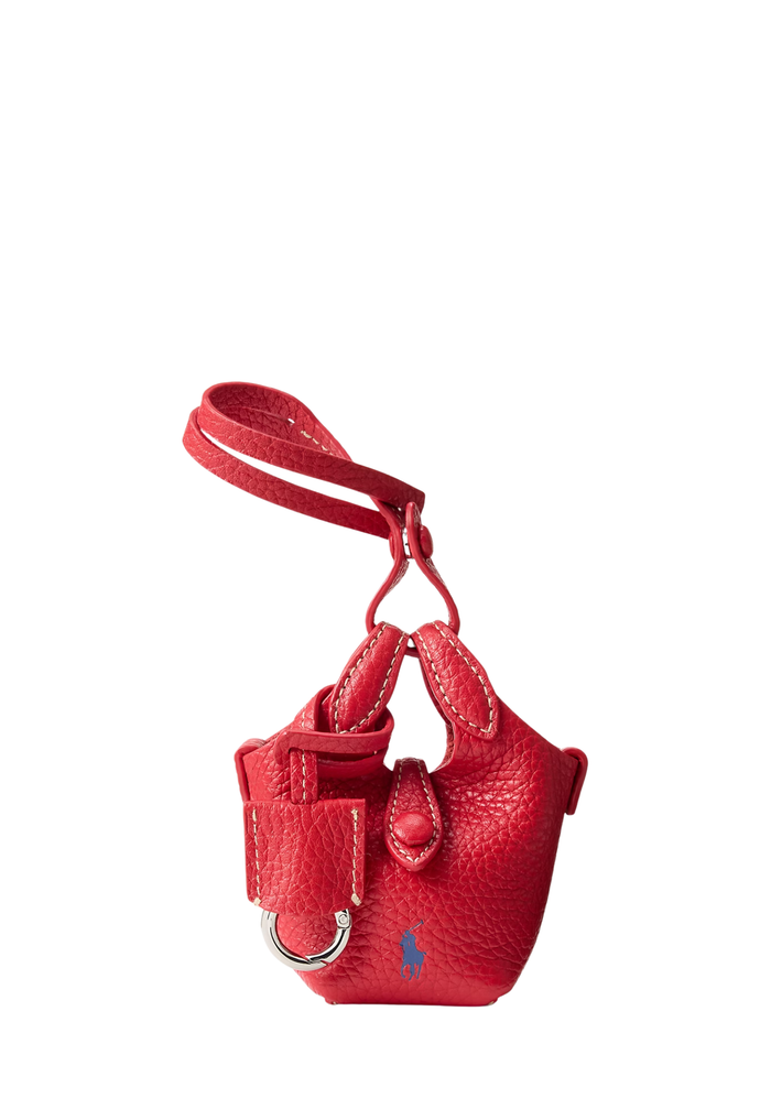 RALPH LAUREN WOMENS Leather Polo Play Bag Charm Cherry - MAISONDEFASHION.COM