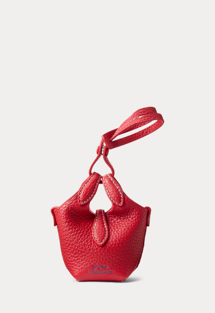 RALPH LAUREN WOMENS Leather Polo Play Bag Charm Cherry - MAISONDEFASHION.COM