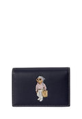 RALPH LAUREN WOMENS Polo Bear Leather Flapped Card Case Newport Navy - MAISONDEFASHION.COM