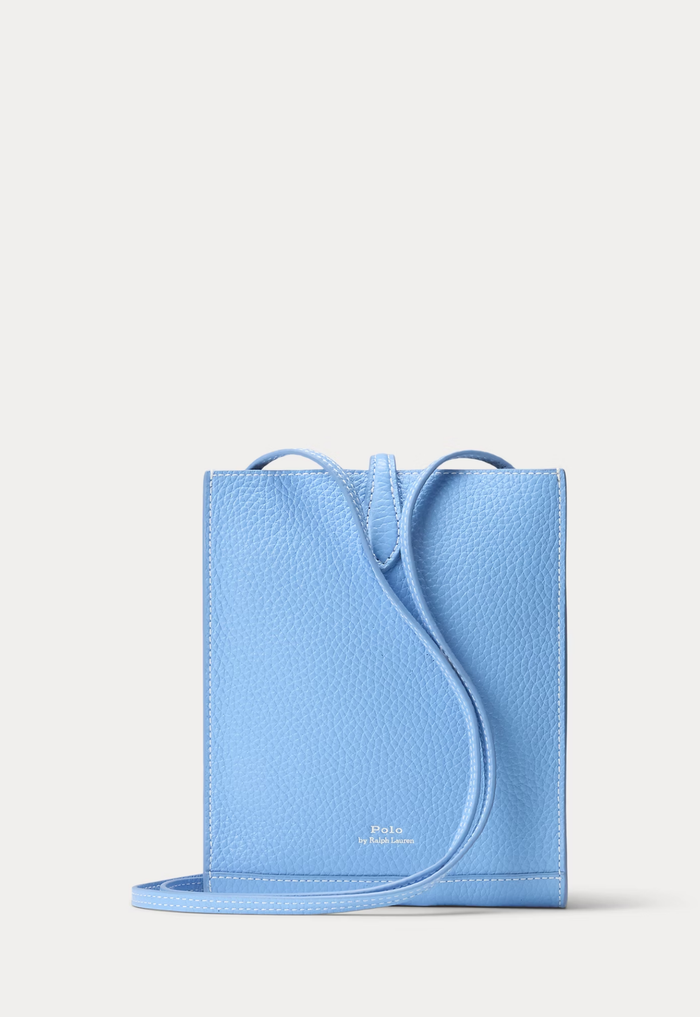 RALPH LAUREN WOMENS Polo Play Leather Pocket Crossbody Baby Blue - MAISONDEFASHION.COM