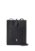 RALPH LAUREN WOMENS Polo Play Leather Pocket Crossbody Black - MAISONDEFASHION.COM