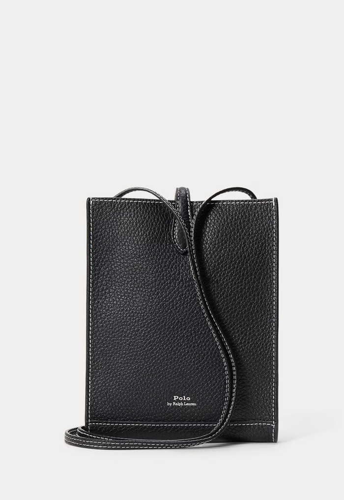RALPH LAUREN WOMENS Polo Play Leather Pocket Crossbody Black - MAISONDEFASHION.COM