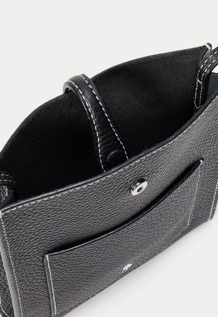 RALPH LAUREN WOMENS Polo Play Leather Pocket Crossbody Black - MAISONDEFASHION.COM