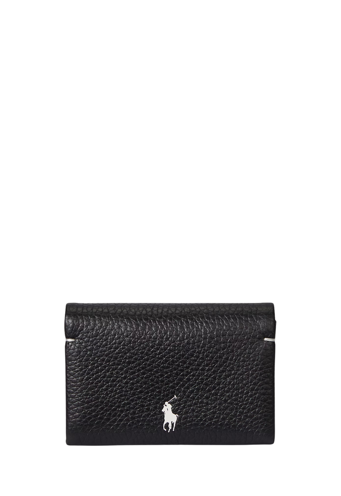 RALPH LAUREN WOMENS Polo Play Leather Snap Card Case Black - MAISONDEFASHION.COM