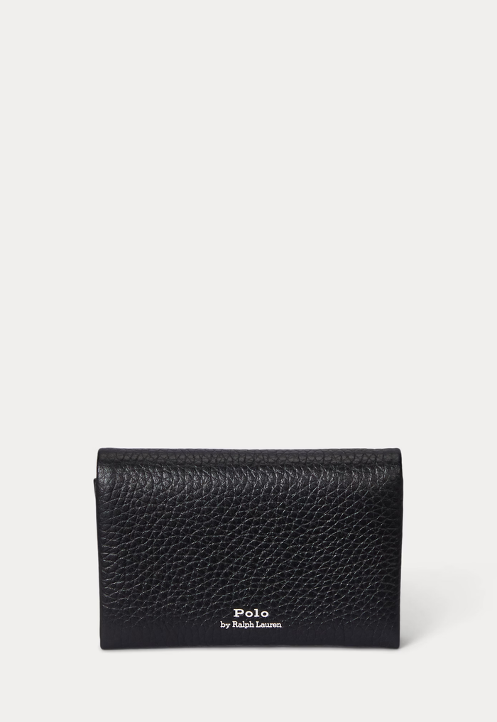 RALPH LAUREN WOMENS Polo Play Leather Snap Card Case Black - MAISONDEFASHION.COM