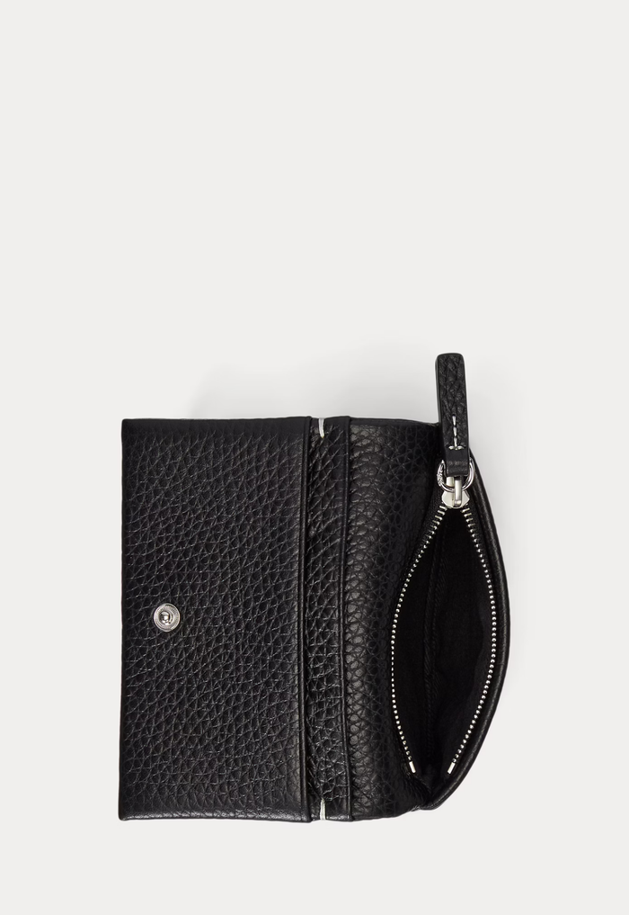 RALPH LAUREN WOMENS Polo Play Leather Snap Card Case Black - MAISONDEFASHION.COM
