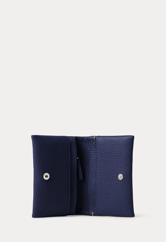RALPH LAUREN WOMENS Polo Play Leather Snap Card Case Ink - MAISONDEFASHION.COM