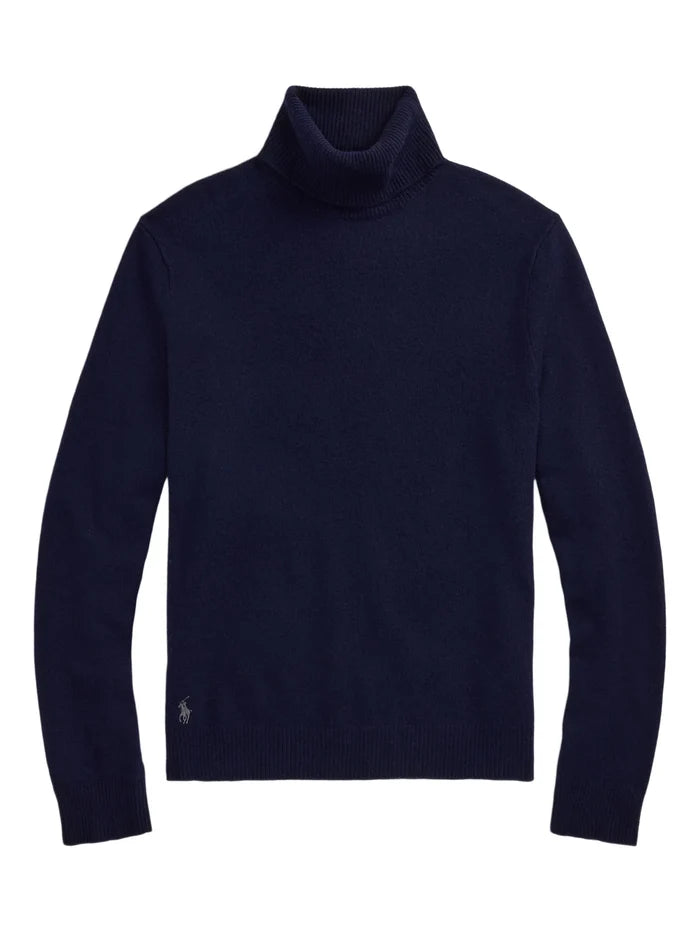 RALPH LAUREN Wool-Cotton Roll Neck Jumper Hunter Navy - MAISONDEFASHION.COM