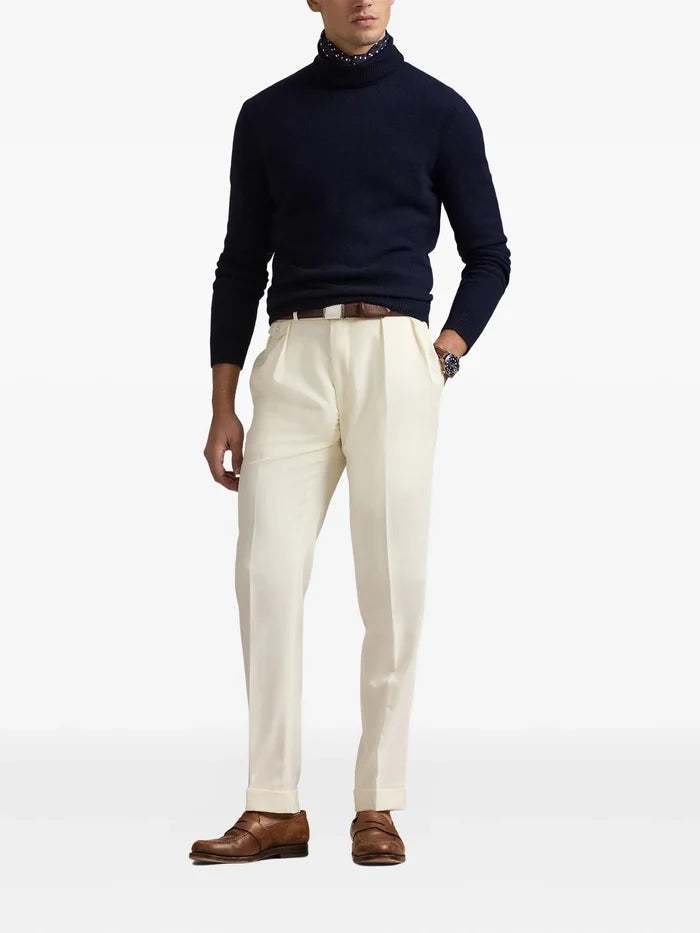 RALPH LAUREN Wool-Cotton Roll Neck Jumper Hunter Navy - MAISONDEFASHION.COM